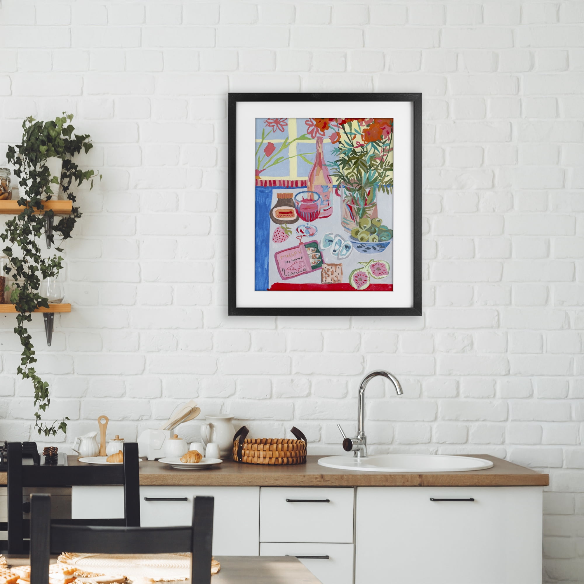 Stupell Industries Red & Blue Table Setting Black Framed Print Under Glass, design by Melissa Wang