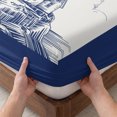thumbnail image 3 of Twin Sze Fitted Sheet Set - Lighthouse 2 Piece Bedding Sets 16" Deep Pocket Fitted Sheet with 1 Pillowcase, Ocean Seagull Vintage Navy Blue Coastal Boat Brushed Microfiber Hotel Luxury Bed Sheets, 3 of 9
