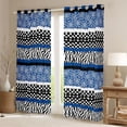 thumbnail image 2 of Manfei Tribal Damask Blue Curtains Pack of 2 (42x84 Each), Fashion Zebra Print Curtains Blackout, Boho Stripes Abstract Bedroom Curtains, Curtains and Drapes Home Decor, 2 of 6