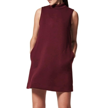 Clearance!BKQCNKM Sundresses for Women 2024 Casual Dresses for Women Dress Summer Sleeveless Mock Neck Dress Casual a Line Tank Dress Sundress with Pockets Midi Dresses for Women Red XS