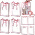 thumbnail image 1 of 15 bolsas de regalo de plástico transparente rosa de 26 cm, rectangulares, plegables, con asas, reutilizables., 1 of 9