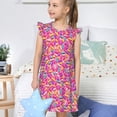 thumbnail image 4 of Fotbe Colorful Donuts 1 Vestido de Dormir para Niñas de 3 a 10 Años, Mangas Cortas, Estilo Princesa, Pijama Camisón con Mangas Voladas-Large, 4 of 6