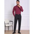 thumbnail image 2 of DARING DIVA Men's Solid Color Button Down Long Sleeves Stretch Shirts M Burgundy, 2 of 7