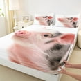 thumbnail image 3 of Manfei 3D Pink Pig Bed Sheets, Kawaii Farm Animal King Sheets, Teens Boys Girls Kids Sheet Set, Breathable Home Decor, 4pcs, 3 of 7