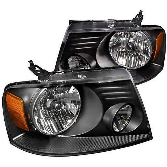 Instyleparts Factory Style Headlights Black Housing Clear Lens Made For And Compatible With 2004 - 2008 Ford F-150 F150 Lincoln Mark LT 04 05 06 07 08