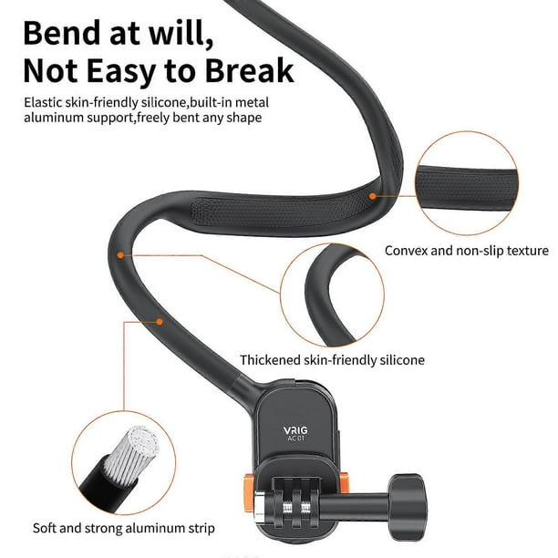 VRIG Sports Camera Magnetic Quick Release Neck Holder Mount Neck Mount Chest Holder Replacement for GoPro Hero 12/11/10 POV Vlog Accessories