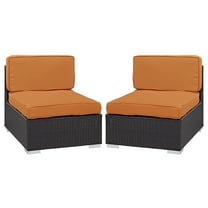 Modway Gather Outdoor Patio Armless Chair Set of 2 in Espresso Orange by Modway
