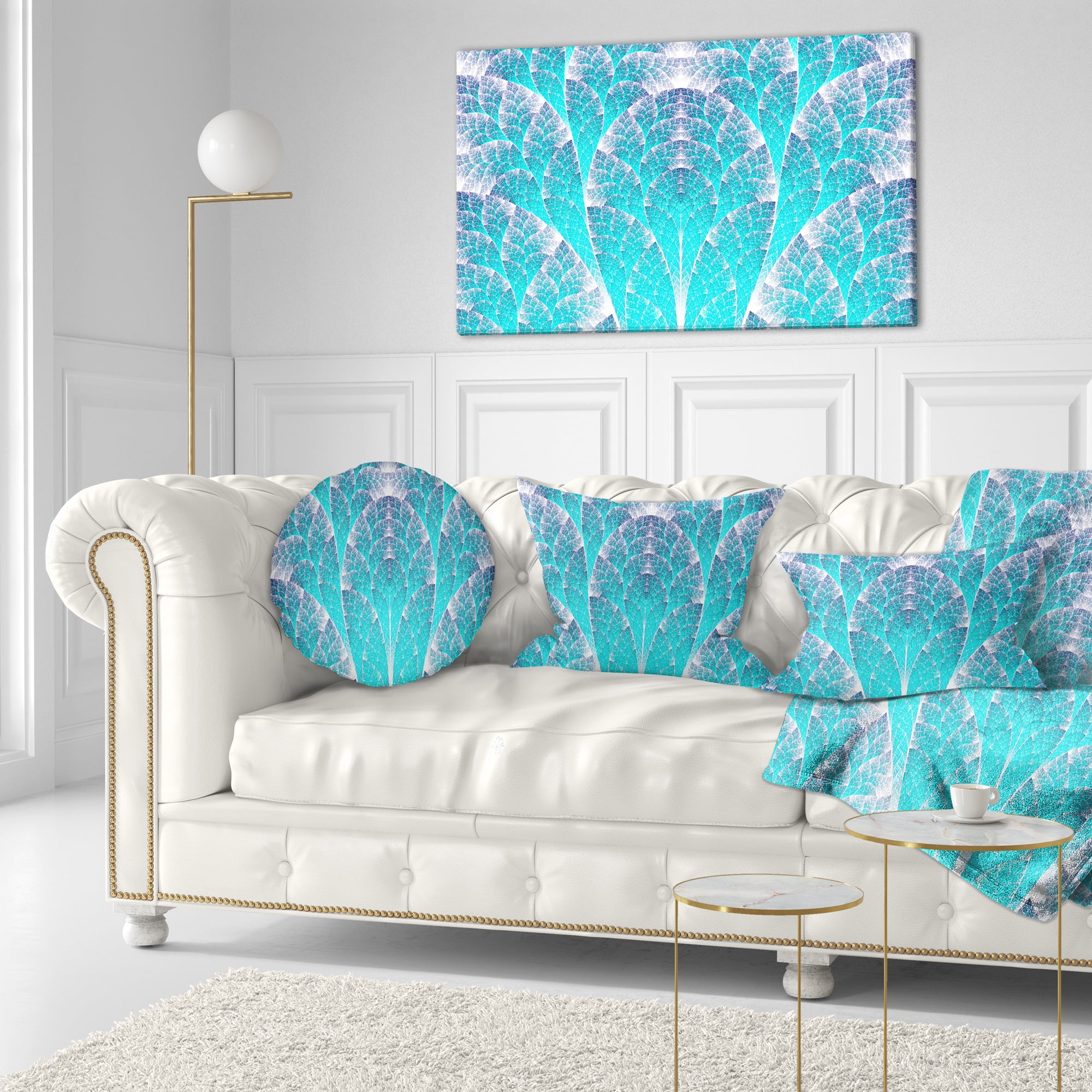 Designart Exotic Blue Biological Organism - Abstract Throw Pillow - 12x20