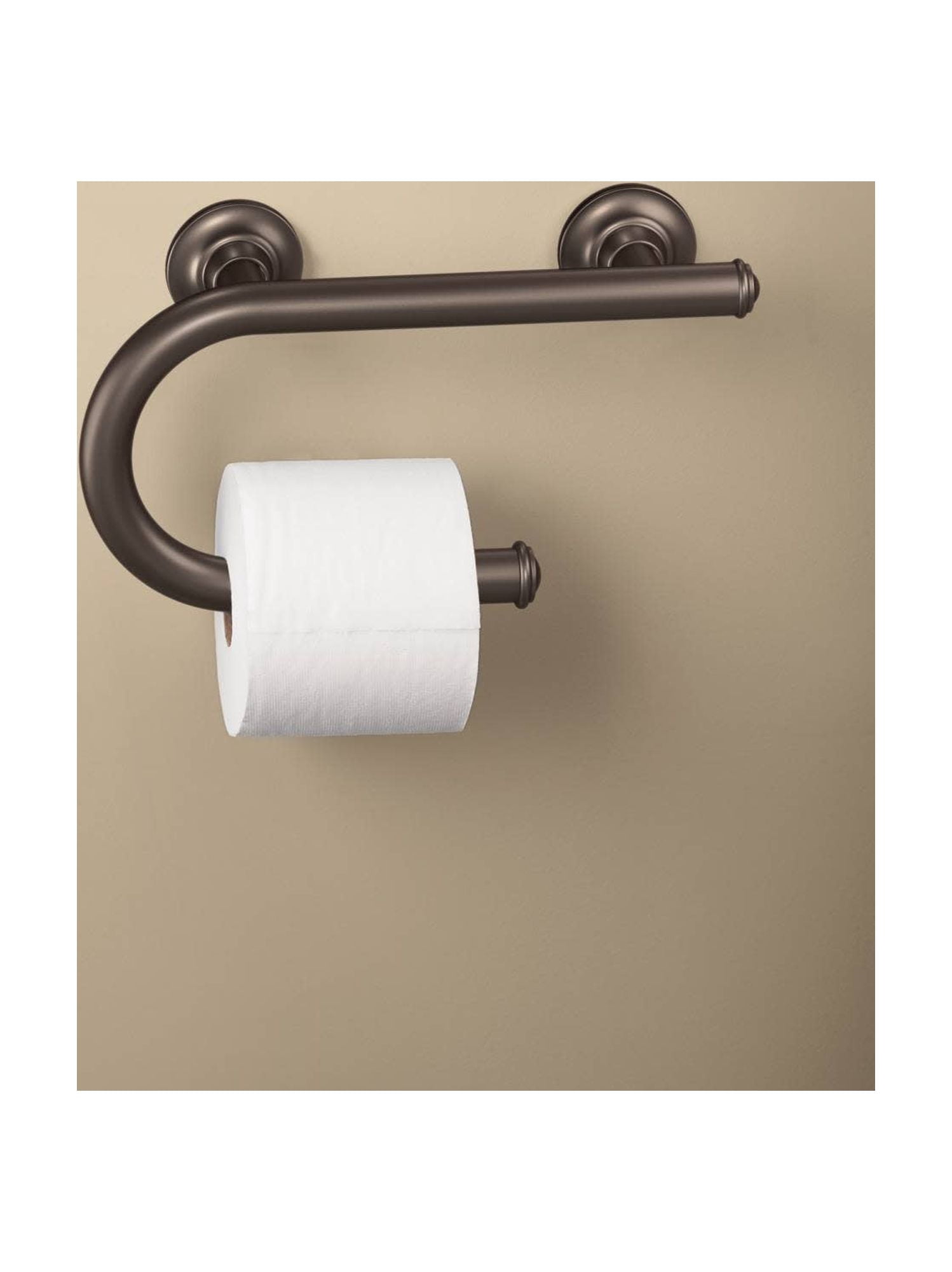 Moen LR2352DBN Home Care 8-Inch Grab Bar with Integrated Toilet Paper Holder, Brushed Nickel