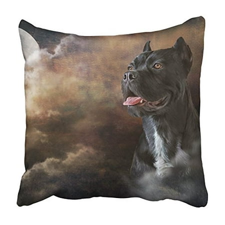 ARHOME Black Animal Drawing Oil Painting Dog Breed Cane Corso on Old Vintage Grunge Pillowcase Cushion Cover 20x20
