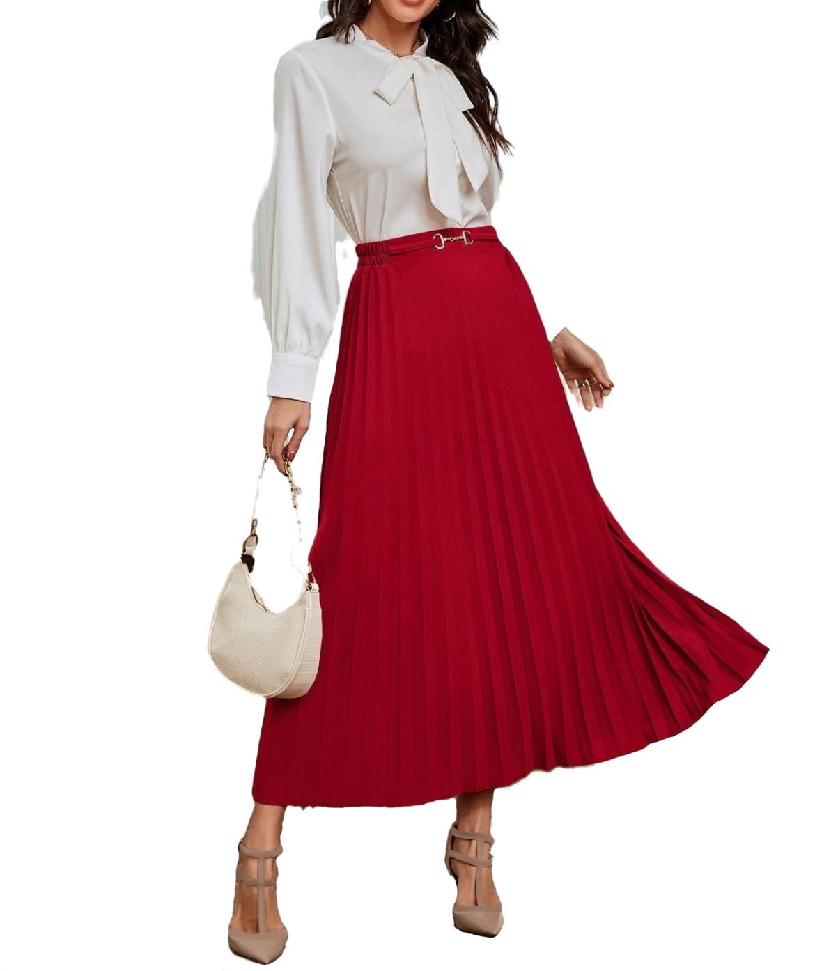 Womens Ring Skirts Elegant High Waist Long Red XL - Walmart.com