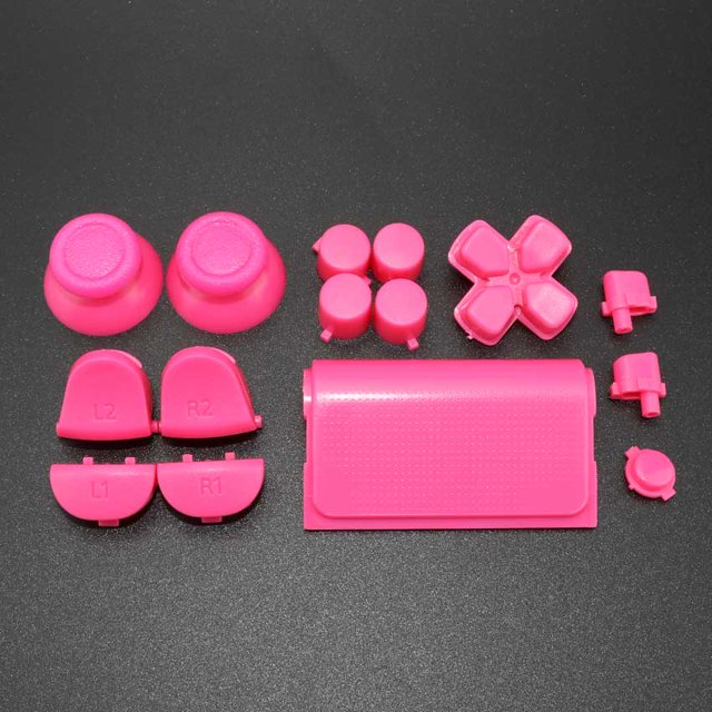 Full Set Replacement Parts Buttons Grip Caps D-Pad L1 L2 R1 R2 for PS4 DS4 Gamepad Controller Old Version Pink