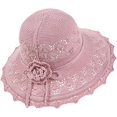 thumbnail image 1 of Womens Ruffled Flowers Summer Beach Hat Wide Brim Knitted Sun Hats Foldable Floppy Summer Cap for Travel Decoration, 1 of 5