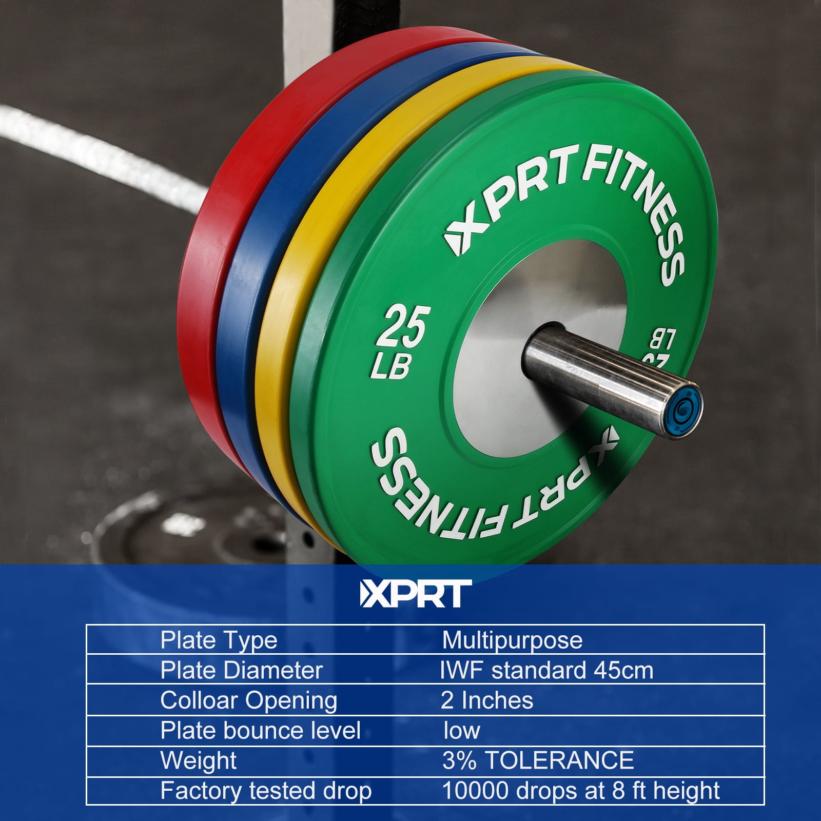 XPRT Olympic Competition Bumper Plate with Steel Core Insert, 55lb Red - Single