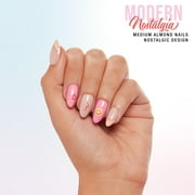 Salon Perfect Artificial Fake Press Ons, 337 Modern Nostalgia, Smiley Checkered, Short Almond, File and Glue Included, 30 Nails