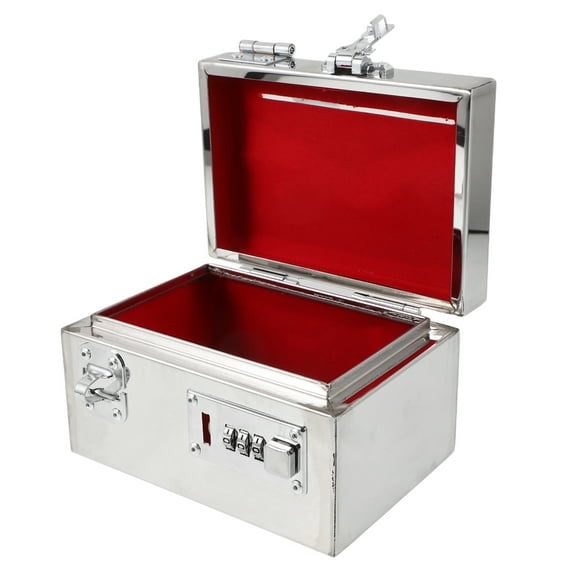 Stainless Steel Savings Pot Lockable Money Cash Box Metal Piggy Bank for Adults