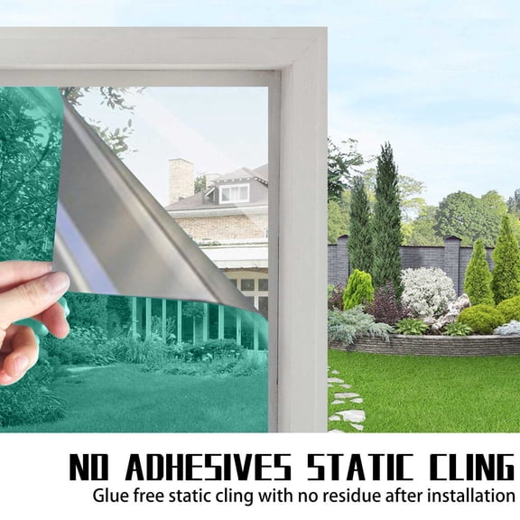 Privacy Window Film Sun Blocking Heat Control,Reflective Static Cling Window Tint for Home Office, See Out Not In, Decorative Stickers for Doors Windows,Blackout Explosion-Proof(11.*39.37 Inch)