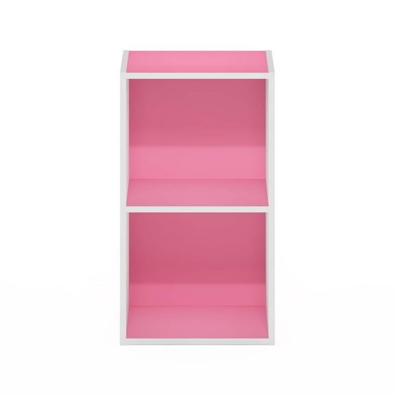Furinno Pasir 2-Tier Open Shelf Bookcase Pink/White