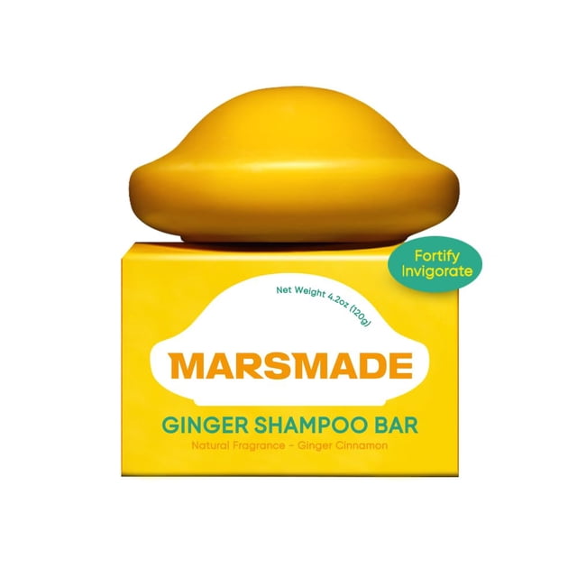 MARS MADE Ginger Shampoo Bar 2.0 - Hydrating & Moisturizing Natural Hair Soap Bar for Hair Vitality & Scalp Nourishment - Bathing Soap Solid Shampoo for All Hair Types (120g, 4.23oz)