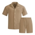 thumbnail image 5 of StSilkitty Mens 2 Piece Outfits Textured Short Sleeve Button down Shirts and Drawstring Shorts Sets Lightweight Soft Set, 5 of 6