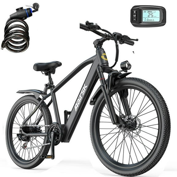 Aairsk Electric Bike 26", 22mph Ebike for Teens, 400W Motor, Mountain Bike with 36V 10AH Lithium Battery, Black