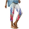 thumbnail image 2 of Aboser Knee Length Capri Leggings for Women Beach Floral Print Capris Pants Summer High Waisted Yoga Jeggings Stretch Cropped Yoga Pants Comfy Casual Workout Tights, 2 of 7