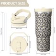 thumbnail image 4 of Leopard Print 30oz Handheld Travel Tumbler with Handle – Double Wall Stainless Steel Insulated Cup, Flip Straw Lid, Leak-Proof & BPA-Free for Hot and Cold Drinks – Durable Coffee & Juice Mug Black, 4 of 6