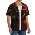 thumbnail image 2 of Rateoe Red Dark Skull Abstract Pattern Men's Short Sleeve Classic Shirt, Casual Short-Sleeved Shirt, Lightweight Summer Shirt, Cuban Collar Shirt,Button-Front Shirt-XX-Large, 2 of 5