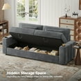 thumbnail image 4 of 87”Large Loveseat Sofa, 3 Seater Couch with Storage, Velvet Fabric Deep Seat Sofa with Pillow& Cup Holders, Modern Comfy Sofa with USB& Type-C Ports, Home Sofa Couch for Living Room Bedroom, 4 of 8