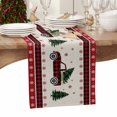 thumbnail image 3 of Christmas Table Runner Checkered Truck Christmas Tree Table Runners Snowflake Plaid Check Cotton Linen Dresser Scarf Kitchen Dining Table Decor for Christmas Holiday Party Decor 13x90 Inch, 3 of 9