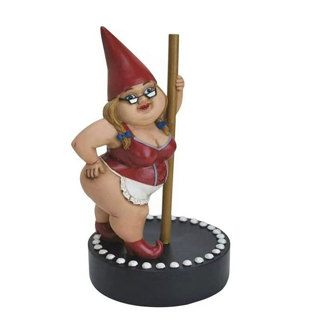 Divertida mujer bailando gnomo, gnomos de jardín de baile en barra, divertida estatua interior al aire libre para el hogar, decoración creativa de figuras