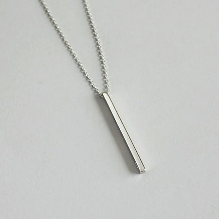Simple Solid 925 Sterling Silver Simple Square Strip Necklace Women Jewelry Gift