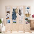 thumbnail image 7 of VINGLI Room Divider Freestanding Gridwall, 4 Panel Folding Display Board Organizer with Base Feet, Decorative Wooden Frame Wire Grid Screens for Craft Shows Events Retail, 7 of 7