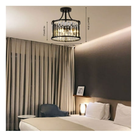 

WANCQ 13 Farmhouse Semi Flush Mount Ceiling Light 3-Light Crystal Light Fixture