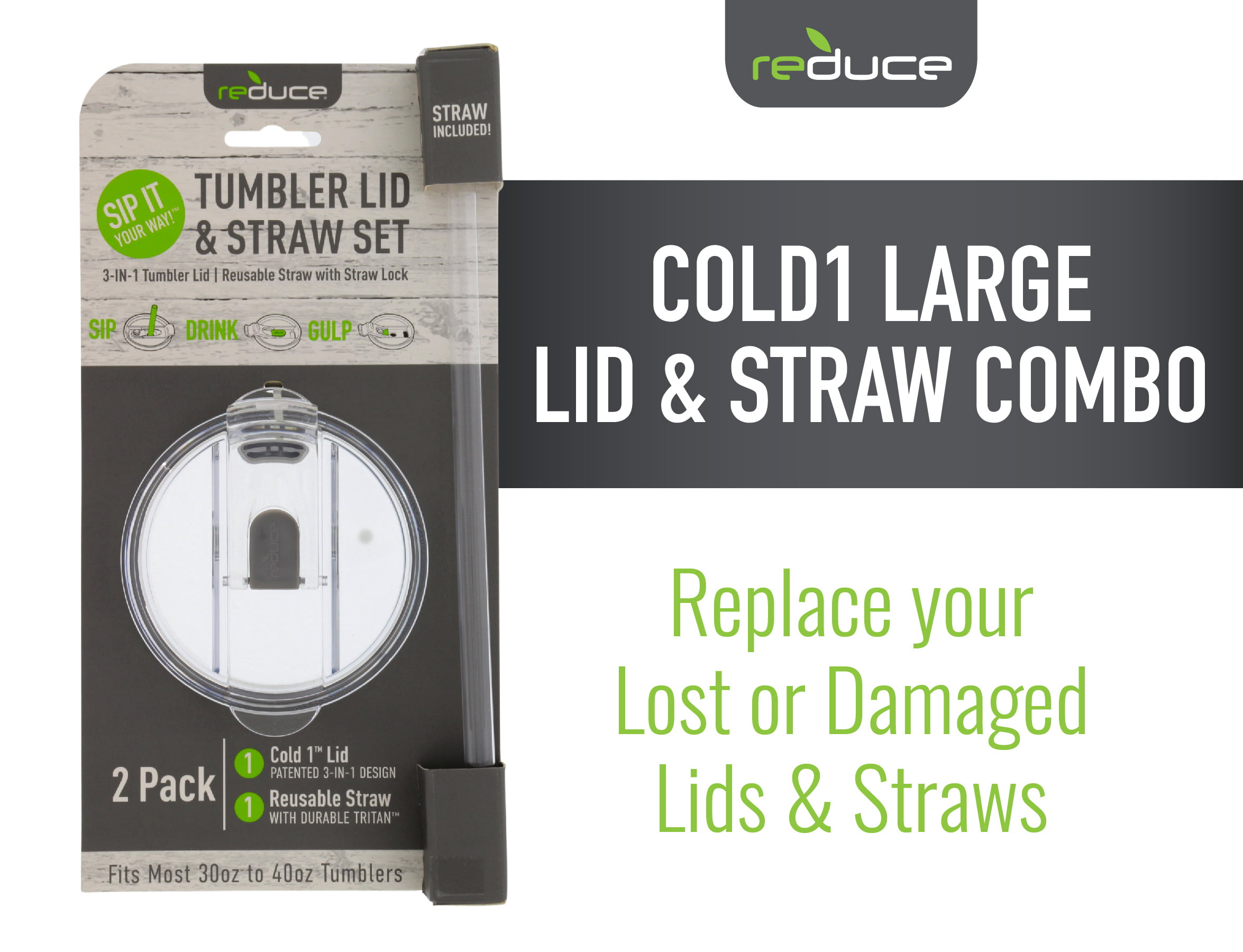 Reduce Reusable Hard Plastic Straws, 4 Pack - Fits 24-40 oz Tumbler Mugs -  BPA-Free, Dishwasher Safe, Impact Resistant - Ideal Drinking Straws for