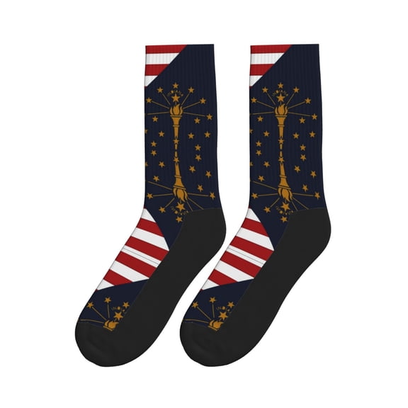 Mens Womens America Indiana Flag Funny Funky Crazy Novelty Colorful Dress Socks