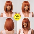 thumbnail image 3 of Perruque à Vagues pour Femmes, Perruque Courte avec Frange Orange, Cheveux Synthétiques Naturels, 3 of 4
