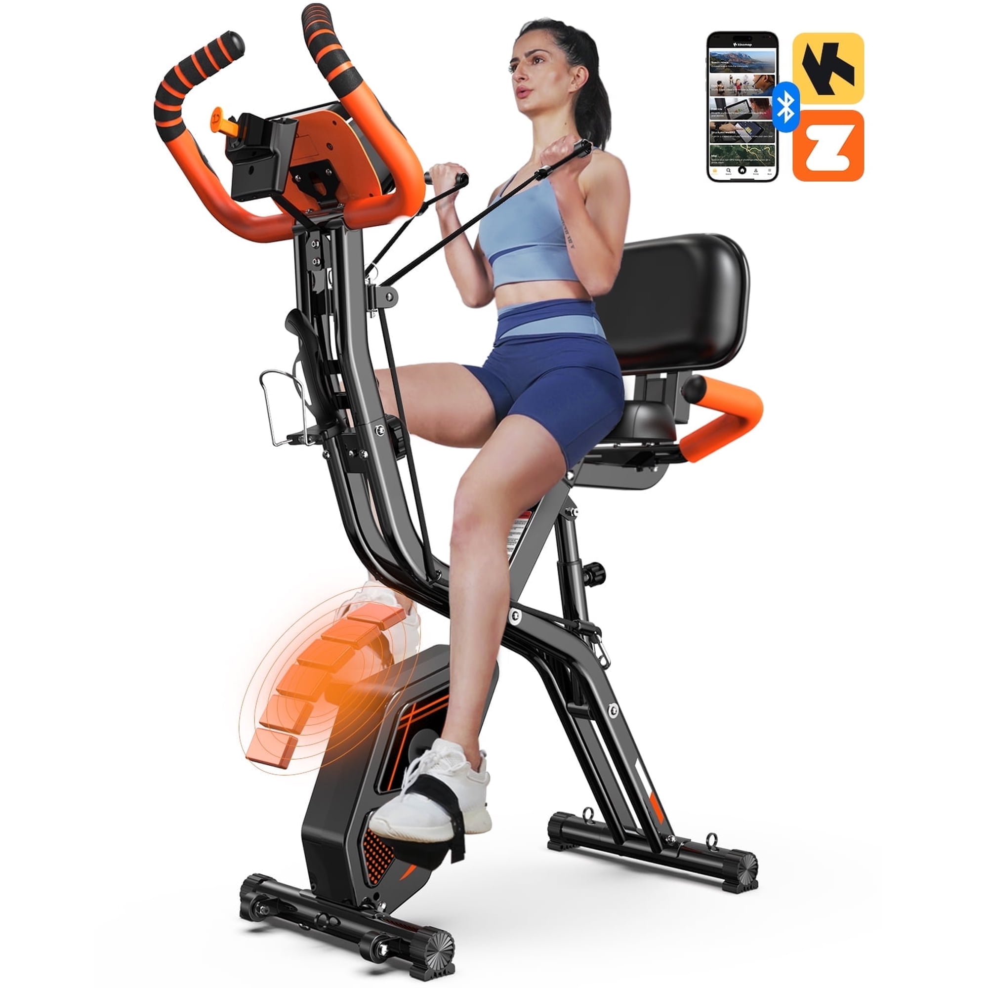 pooboo 4in1 Foldable Exercise Bike Indoor Cycling Bike Magnetic Stationary Bike Fitness Gym Workout 300lb