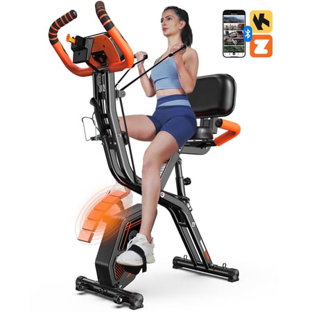 pooboo 4in1 Foldable Exercise Bike Indoor Cycling Bike Magnetic Stationary Bike Fitness Gym Workout 300lb