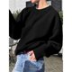 thumbnail image 5 of Suéteres de Cuello Redondo para Mujer, Larga, Holgados, Informales, para Otoño Negro Talla Única, 5 of 7