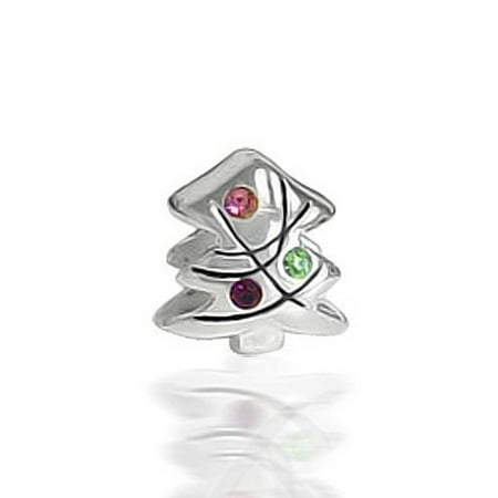 Zirconia Christmas Charm Christmas Tree CZ Festive Holiday Charm Bead For Women For Teen Oxidized 925 Sterling Silver Fits European Bracelet ()
