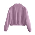 thumbnail image 5 of Jacket Women Short Cropped Jacket Button Down Long Sleeve Casual Varsity Jackets with Pockets Purple S(S), 5 of 9