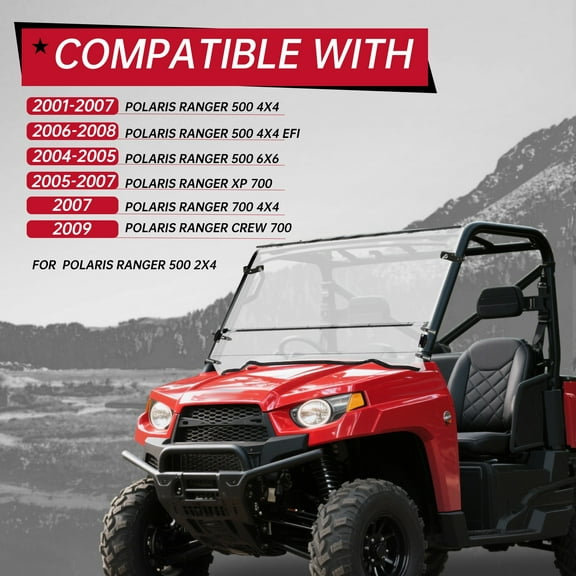 Full Folding Windshield For Polaris 2006-2008 Ranger 500 4X4 ,700 XP 4X4