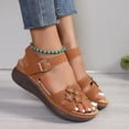 thumbnail image 4 of Under $15 Sandals Women, Xunlbb Summer New foreign Trade Large Size Wedge With Fish Mouth Solid Color Large Size One Line Buckle Beach Sandals(Brown,Size:36), 4 of 5