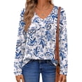 thumbnail image 3 of Fantaslook Womens Tops Dressy Casual Pleated Blouses V Neck Long Sleeve Shirts Fall Tunic Tops, 3 of 7
