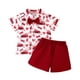 thumbnail image 1 of Odeerbi 6M-4Y Niños Niñas Verano San Valentín Trajes Caballero Algodón Traje Formal Vestido Manga Corta Camisa Cintura Elástica Pantalones Cortos Conjunto de Dos Piezas, 1 of 8