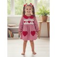 thumbnail image 4 of BemeyourBBs Toddler Baby Girl Valentines Day Red Dress Outfit Bow Heart Letter Embroidery Doll Collar Long Sleeves A Line Spring Dress, 4 of 9
