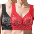 thumbnail image 2 of Ramiter Lingerie for Women Women's Front Closure Posture Bra Full Coverage Back Support Wireless Comfy M,Hot Pink, 2 of 4