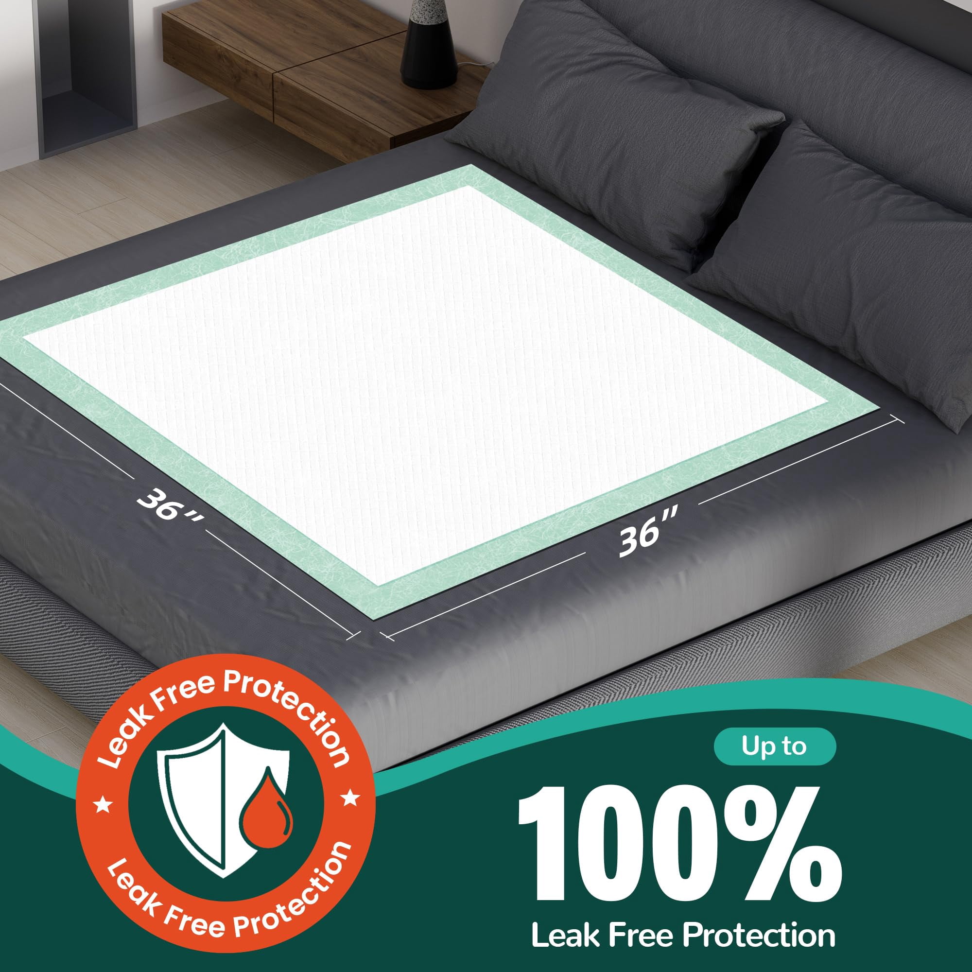 Disposable Bed Pads 36'' X Heavy Duty Underpads Extra Large For Unisex Adult  Senior And Pet (50 Count)