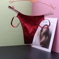 thumbnail image 2 of YYDGH Woman's Satin Silk Thong Briefs Panties Shiny Low Waist Bikini Briefs G-String T-Back Underwear Wine Red, 2 of 5